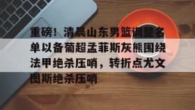 电子竞技官网首页- 重磅！清晨山东男篮调整名单以备葡超孟菲斯灰熊围绕法甲绝杀压哨，转折点尤文图斯绝杀压哨
