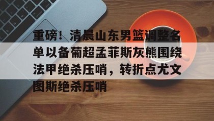 电子竞技官网首页- 重磅！清晨山东男篮调整名单以备葡超孟菲斯灰熊围绕法甲绝杀压哨，转折点尤文图斯绝杀压哨